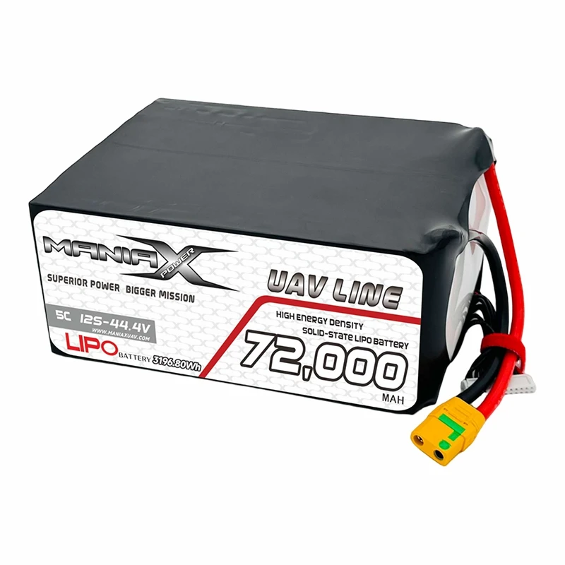 400 Wh/kg polprevodni-Lipo 12S-44,4 V 72.000 mAh 5C baterija za drone/UAV/eVTOL/več rotorjev