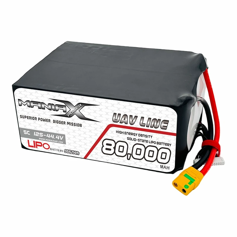 400 Wh/kg polprevodni-Lipo 12S-44,4 V 80.000 mAh 5C baterija za drone/UAV/eVTOL/več rotorjev