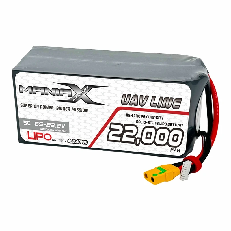 400 Wh/kg Solid{1}}Lipo 6S-22,2 ​​V 22.000 mAh 5C baterija za drone/UAV/eVTOL/več rotorjev